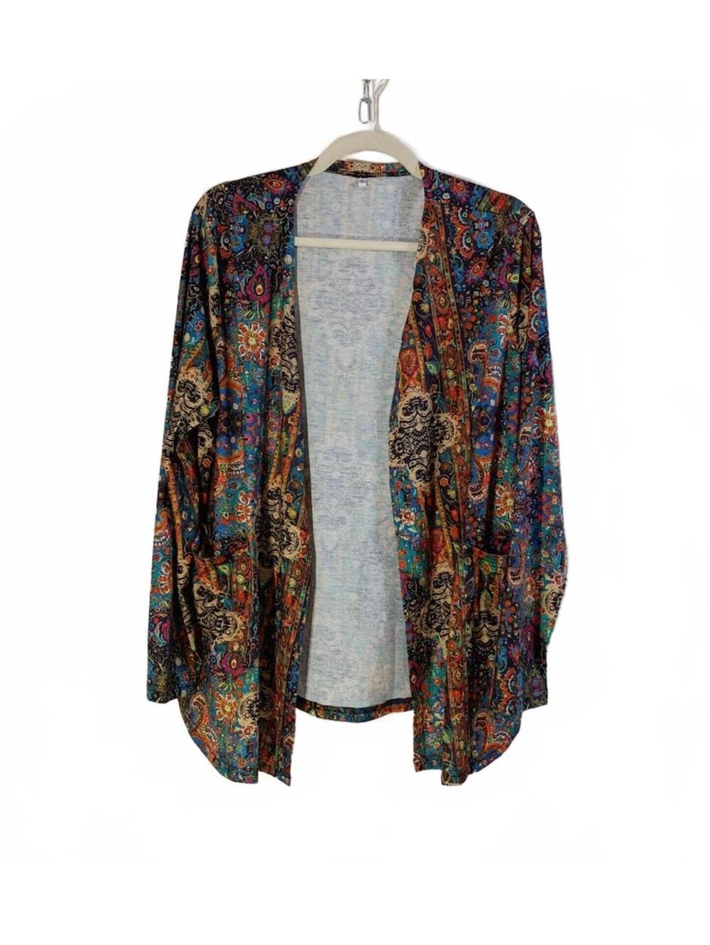 Bohemian Style Open Front Cardigan XL